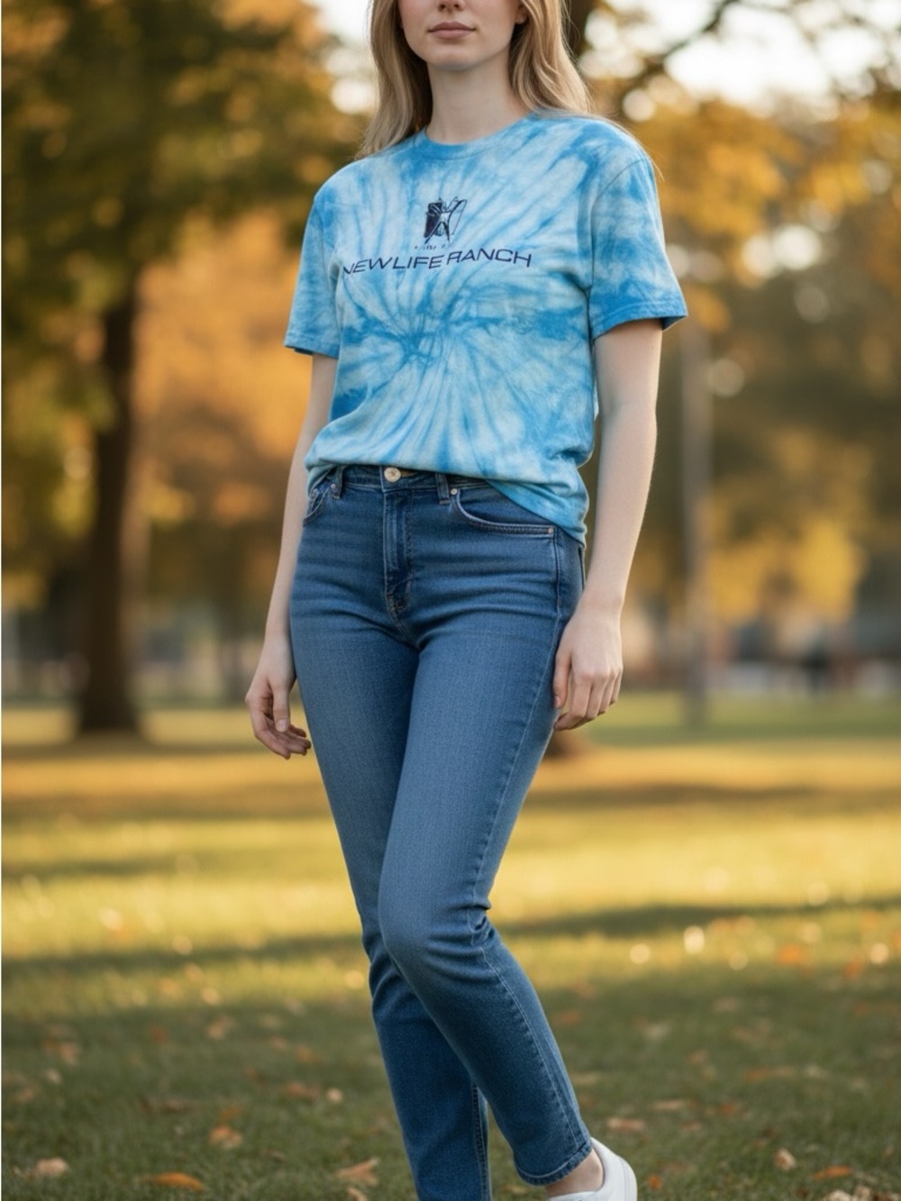 New Life Ranch Blue Tie-Dye Short Sleeve Tee